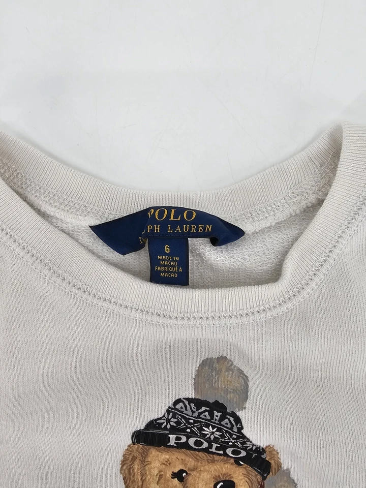 SUÉTER POLO RALPH LAUREN KIDS Blanco POLO OSO TALLA 6 Foto 3 de 4