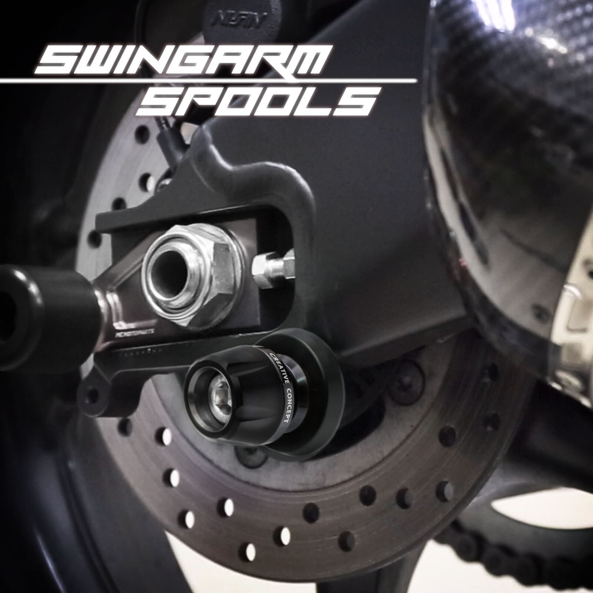 Black BB01 8MM CNC Swing Arm Spools For Kawasaki Z900 RS / Cafe 18