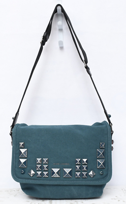 バッグ q MARC BY MARCJACOBS studs Marc Jacobs Chipped Stud Canvas Messenger Bag PURSE Teal Courier