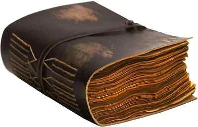 Large Vintage Leather Journal Book of Shadows Vintage Deckle Edge Handmade Paper
