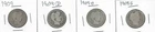 Lot of 4 Barber Quarters : 1909 1909-D 1909-O 1909-S
