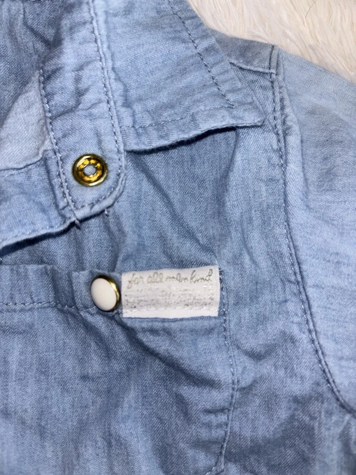 Seven for all Mankind niñas talla Top cuello a presión cambray claro 4T. Lindo Foto 4 de 4