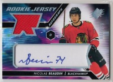 2020 2020-21 SPx Rookie Jersey Autographs #NB Nicolas Beaudin 001/375 Blackhawks