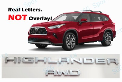 2PC Chrome Rear HIGHLANDER AWD Letter Emblem Fit For 2020+Toyota Highlander