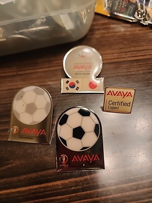 Set of (4) 2002 FIFA World Cup Pins Korea-Japan | AVAYA Official Partner