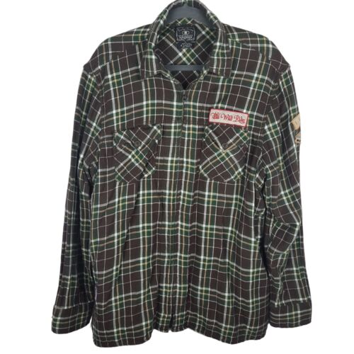 Lucky Brand Brown Green Plaid Flannel Full Zip Sh… - image 1