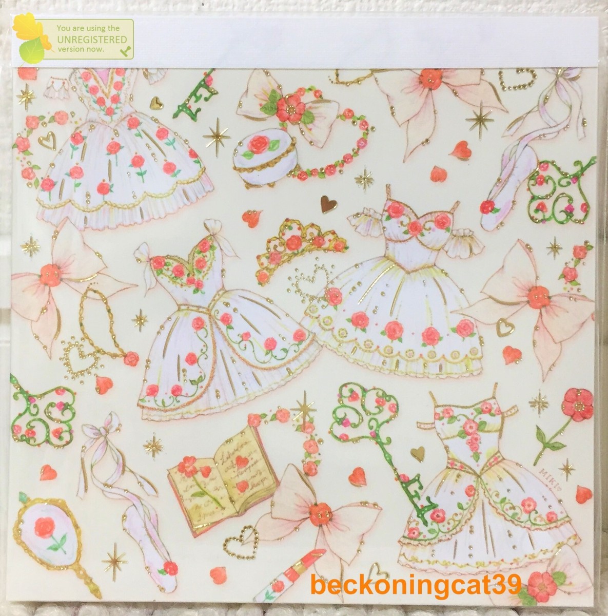 Clothes Pin Mini Memo Pad 100 Floral Rose Dress Girl Miki Takei
