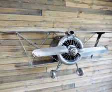 Large Aeroplane Plane Wall Art Style Wall Mounted Metal Unique Home Decor W: 128