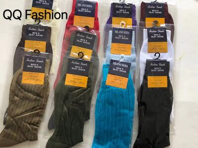 2 Pair Men's Silky  Thin Dress Socks ONE SIZE FIT 10-13 SHOES 7-12 S01