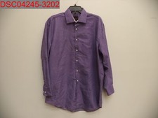 Stain, Linea Uomo Men's Purple Circle Pattern Button-Down LS Shirt, 16.5 32/33