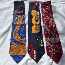 Lot Of 3 Save The Children Race Sports Teacher Ties Neckties Silk Cars