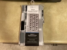 Mainstays Black Squares PEVA Shower Curtain 70 X 72" No Hooks