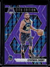 2024-25 Panini Mosaic Stephen Curry Purple Fluorescent Mosaic City Edition #/249