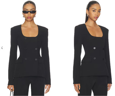 All The Ways Aubriella Blazer black button up square neckline SZ XS NWT $78msrp