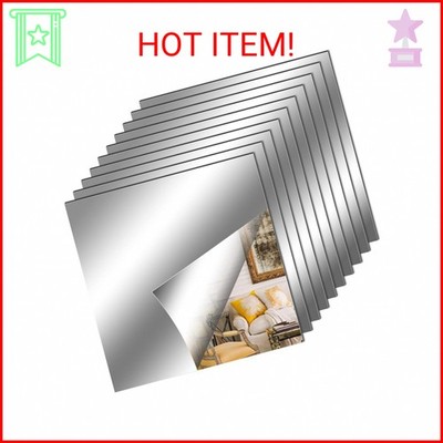 Fantasyon 10 Pieces Flexible Mirror Sheets, Self Adhesive Decorative Plastic Mir