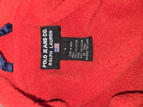 Polo Jeans Co. Ralph Lauren Youth Jacket Size 6 Navy Blue Red Fleece Lined - Picture 5 of 11