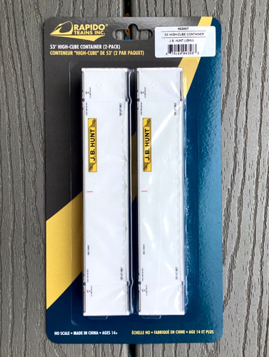 RAPIDO 1/87 HO SCALE J.B. HUNT 53’ HIGH CUBE CONTAINERS 2 PACK # 402007 F/S RARE | Zustand: New