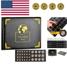 Coin Collection Supplies Holder Book for Collectors, 300 Pockets Coin Collect...