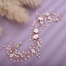 Handmade Boho Bridal Bridesmaids Flower Girls White Flower and Pearl Headband...