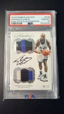 2016 PANINI FLAWLESS DUAL PATCH AUTO #59 SHAQUILLE O'NEAL /25 PSA 10