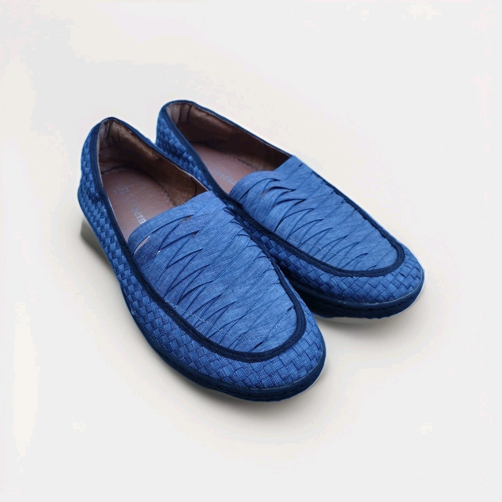 Bernie Mev Womens Blue Woven Slip On Loafer Shoes Comfort Size 9.5