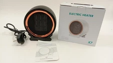 X7 Electric Portable Fan Heater 800-1200W Compact Room Warmer Black Unused 