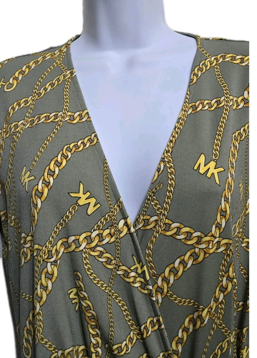 Abito donna MICHAEL KORS medio finto elasticizzato fibbia laterale verde militare taglia M