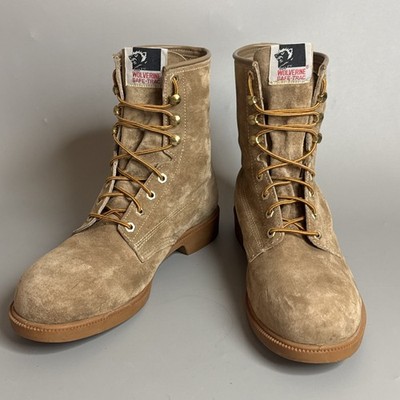 Vtg 1986 Wolverine Steel Toe Work Boots 9.5 EEE Wide Tan Suede ANSI PT83 Korea