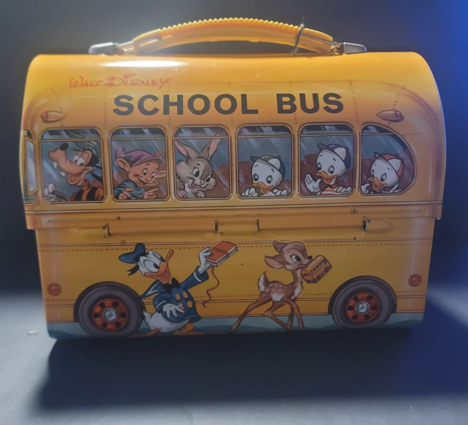 Fiambrera y termo vintage Disney School Bus con etiqueta (1961-1973) y etiqueta térmica Foto 3 de 4
