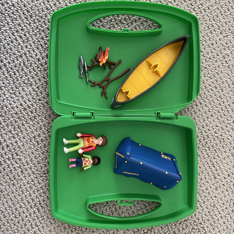 Playmobil Camping Adventure Carry Case Set 9323 Canoe Campfire Tent Travel 
