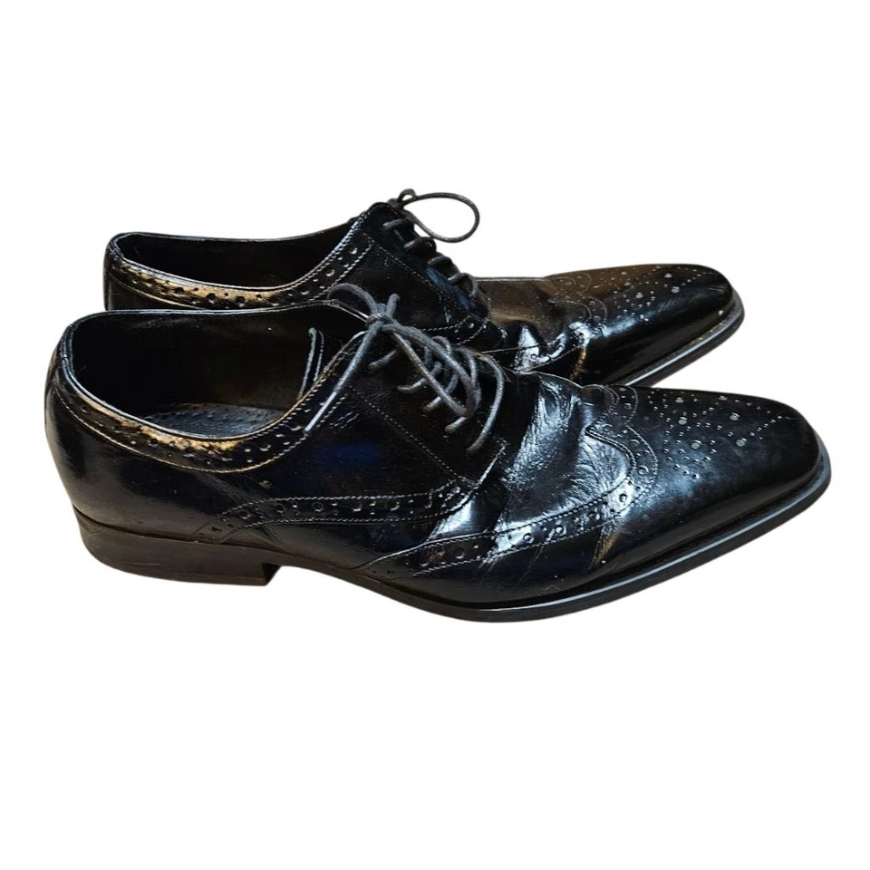 Men's Stacy Adams 11.5 Black Tinsley Wingtip Oxford Dress Shoe - Image 2 of 4