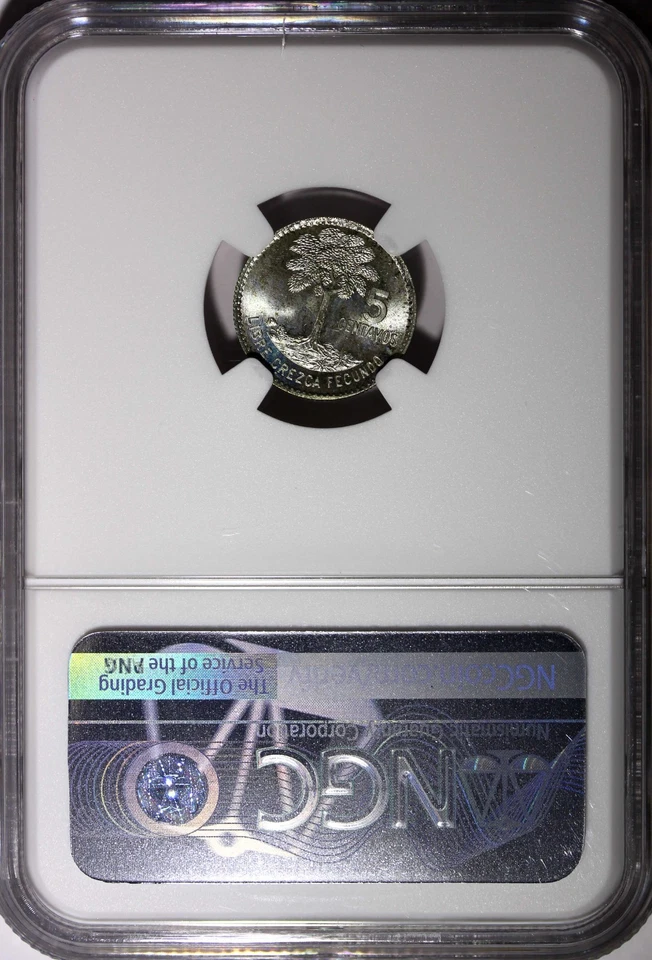 GUATEMALA Silver 1964 5 Centavos KEY DATE NGC MS67 GEM BU LUSTER KM# 261 (047) - Image 3 of 4