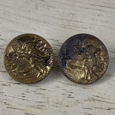 Picture Button TRUMPETER of Sackingen Opera 1/2" Brass Tone Vintage Antique
