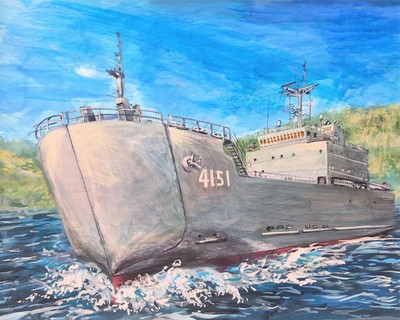1/700 JMSDF ''Nihonbare'' (LCU-4151) landing ship model kit by Kami de Korokoro