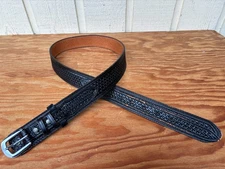 Silver Creek by LEEGIN men's basketweave embossed leather ranger belt size 38