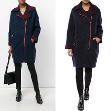 Diesel Coat Jacket Dark Blue Red Knitted Soft Overcoat Women's Size L NEW 360