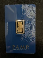 PAMP SUISSE 5 GRAM GOLD BAR LADY FORTUNA DESIGN .