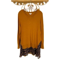 Logo Lori Goldstein tunic sweater amber sz M