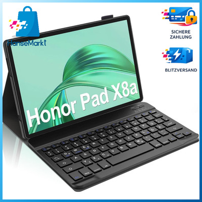 Tablet Hülle mit Tastatur Deutsch QWERTZ für Honor Pad X8a X8b 11 Zoll Schwarz