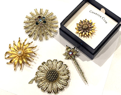 EMMONS CHARTER CLUB SARAH COVENTRY FLOWER SCEPTER RHINESTONE BROOCH PIN LOT 5 EU