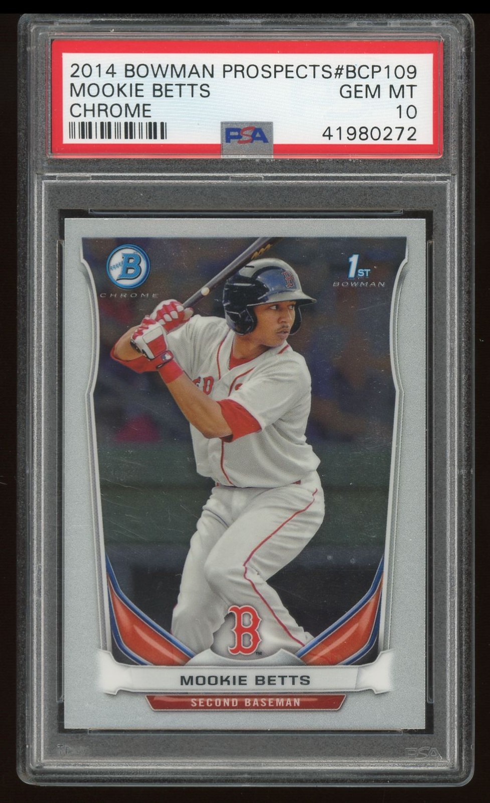 Mookie Betts 2014 Bowman Chrome 1st RC #BCP109 Dodgers Rookie Card PSA 10