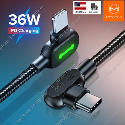 USB-C To Type C Cable PD 60W Fast Charging Cord Charger MCDODO 90° Degree Angle