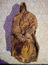 Primative Handmade Lady in Dress and Shawl with Handbag