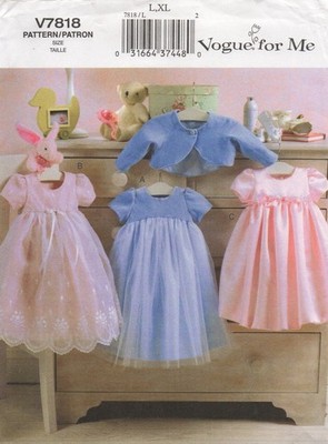 Vogue Schnittmuster 7818 Kleid Jacke gefüttert Überrock Samt Baby NB bis XL NEU