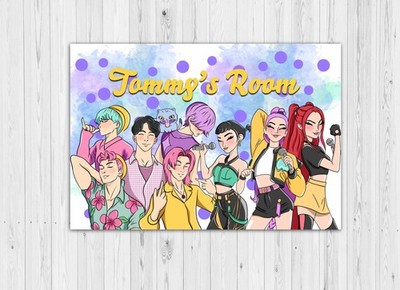 Personalisiert mit beliebigem Namen METALL kpop Schlafzimmer Türschild Plakette.  Kinder KPOP