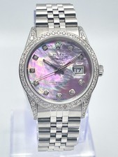Rolex Datejust 16234 36mm Pink MOP Diamond Dial Diamond Bezel & Shoulders Box