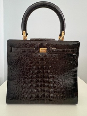 VINTAGE STUNNING GIANFRANCO FERRE LEATHER BAG PURSE ALLIGATOR PATENTED LEATHER 