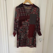 Zara Patchwork Print Satin Shirt Dress, Size S