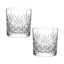Whiskey Glass Set of 2 Crystal Cut Design Glasses 340ml Brandy Whiskey Tumblers