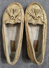 Coach Penny Loafers Women's Gold Leather Slip On House Shoes Flats Loafers Sz 8B